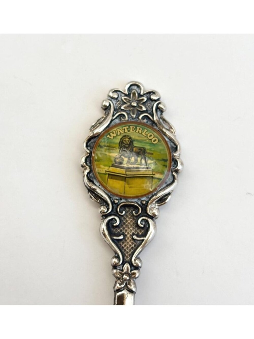 Lion Mound Monument in Waterloo Silver Plated Collectible Vintage Souvenir Spoon